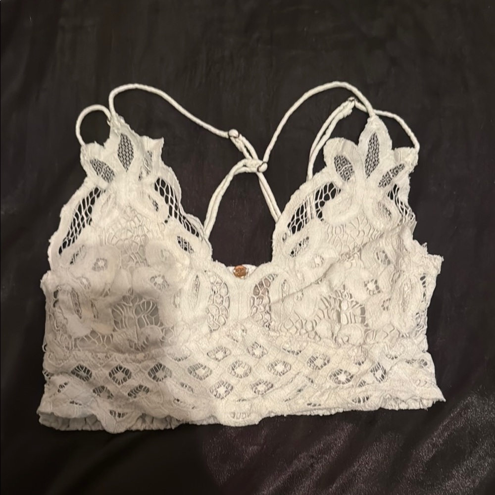 Free People White Lace Bralette with Strappy Design